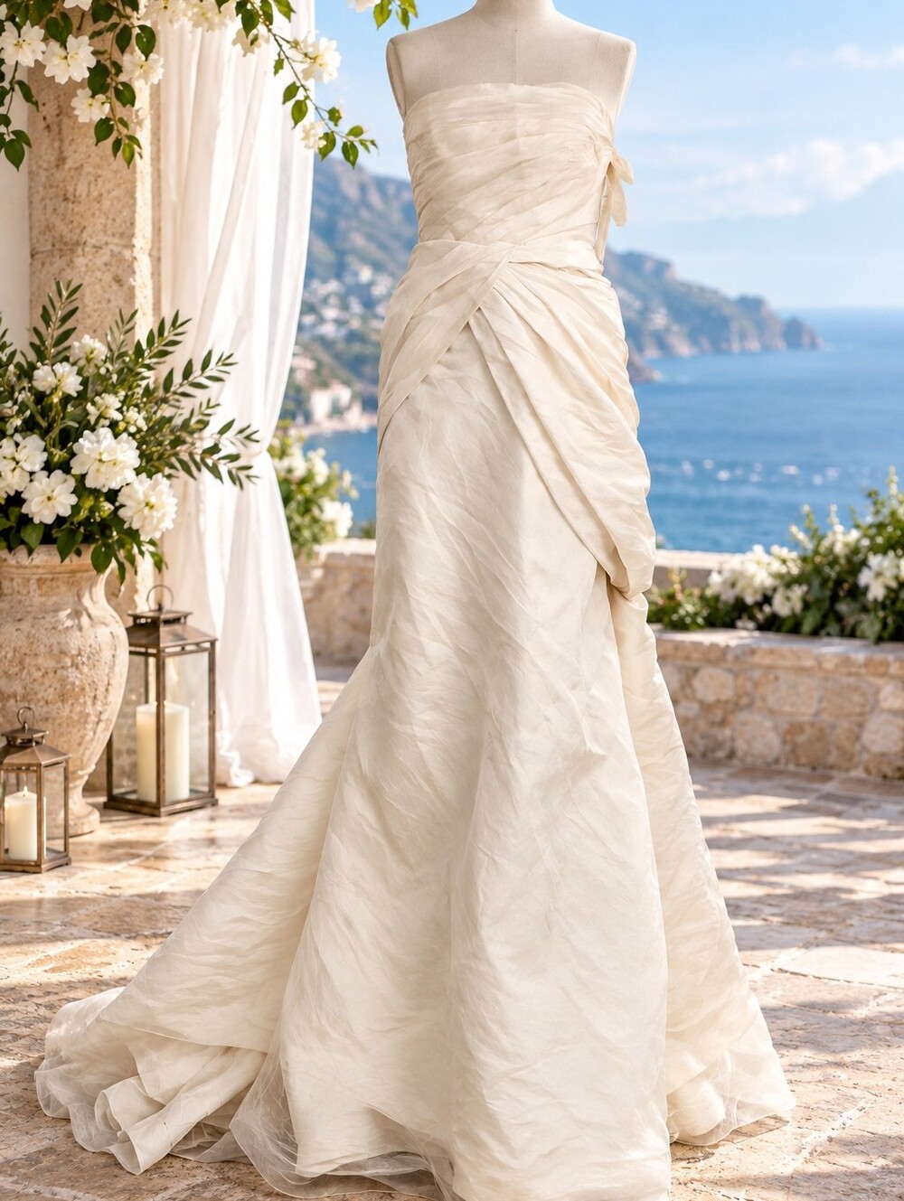 NEW Vera Wang Gretchen Ivory Tulie Strapless Mermaid Wedding Gown Bridal Dress 4